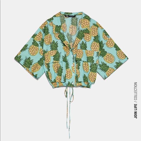 Zara pineapple print shorts set with crop top - Picture 10 of 12